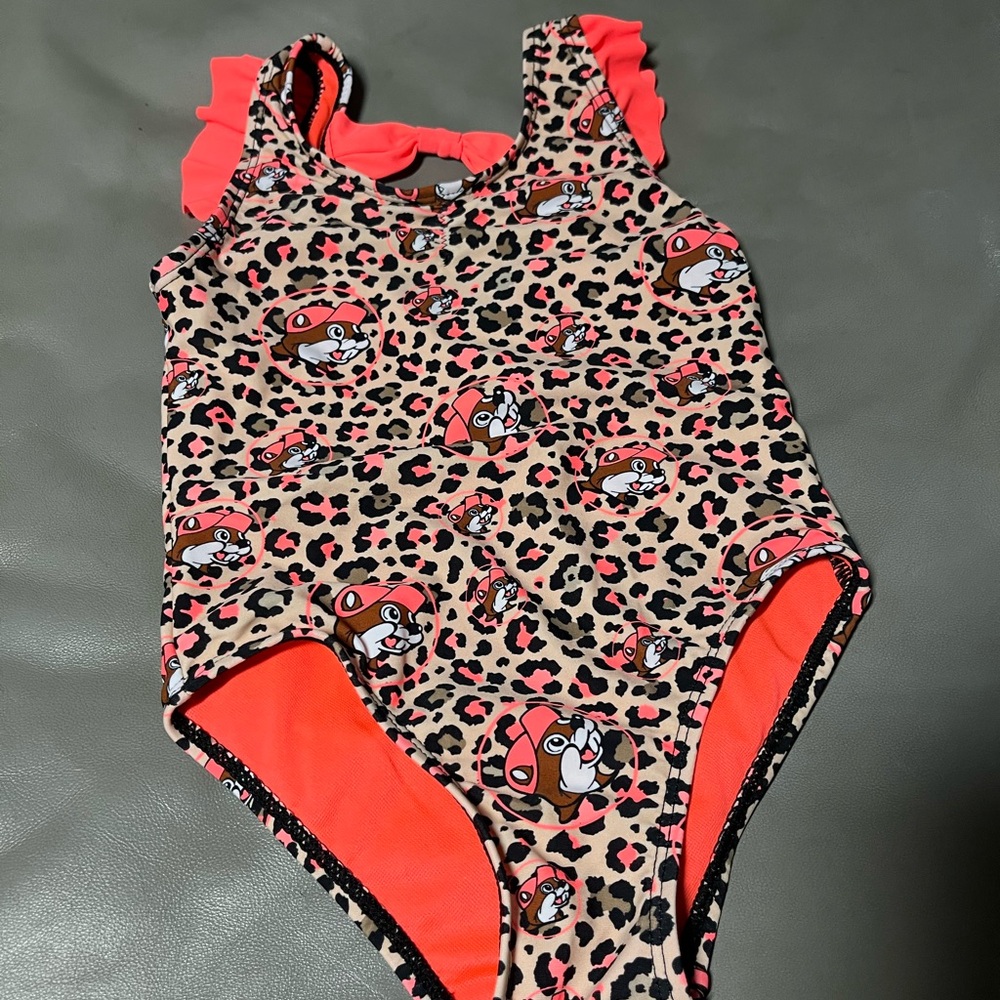 Buc-ee’s Kids One Piece Swimsuit with Fun Animal Print
